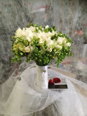 Wedding bouquet with freesias & jewels