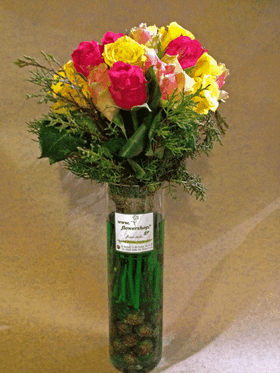 Mixed roses in vase
