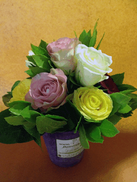 Roses (10) stems mixed colors pot 1,00€ !!!