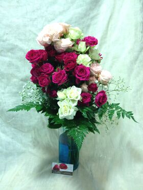 Roses Spray Bouquet + Vase