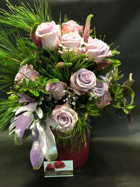 Roses "Safi"  Exclusive Purple Color. Exclusive in Glass Vase(25) Stems Ecuador "Ocean Song"
