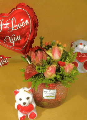 Exotic flowers valentine arrangement