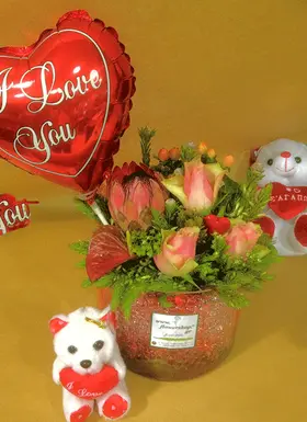 Exotic flowers valentine arrangement