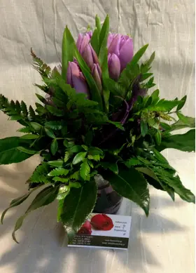 Glass tulips flower arrangement.
