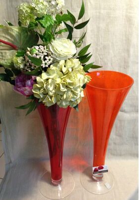 Design Exclusive Vase "Colored Glass" with Elegant Flowers