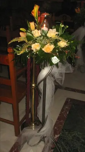Wedding decoration. Corridor stand arrangement.