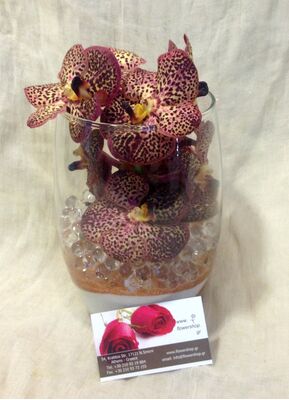 Vase with vanda orchids