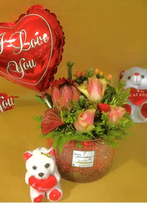 Exotic flowers valentine arrangement