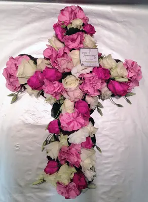 Funeral cross.Exclusive on oasis moss base.