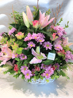 "Pink fantasy"  flower arrangement in basket