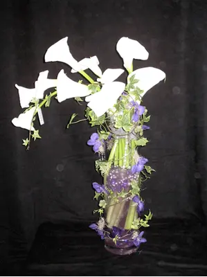 Arrangement in glass vase
