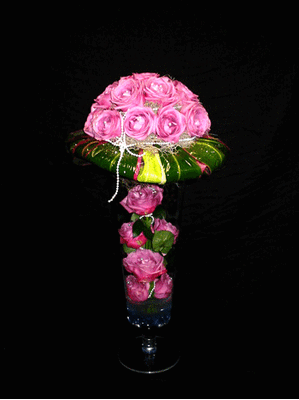 Arrangement in glass vase