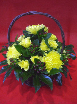 Yellow flowers in basket