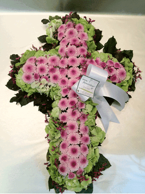 Funeral cross.Exclusive on oasis moss base.