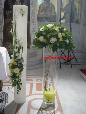 Wedding church flower arrangements  Vase + Candle