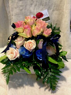 Blue & Pink  Roses  For Twins