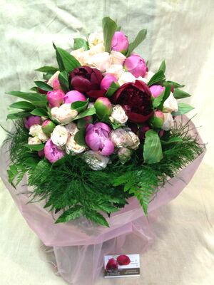 Paeonias (50)  stems & Pink Roses  (30)  stems Exclusive  Bouquet.