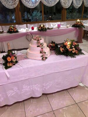 Wedding Tables Reception flower decoration. Summer.