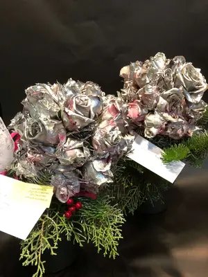 Rose Ball On Bonsai Dried Stem !!! (1) PIECE !!! (40) rose heads