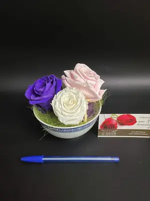 Roses Forever (3  heads) in China pot.