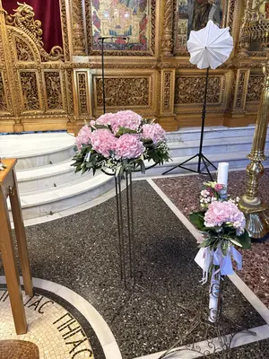 Βάπτιση Διακόσμιση με Ορτανσίες. Ροζ για Κοριτσάκι και Μπλε για Αγοράκι