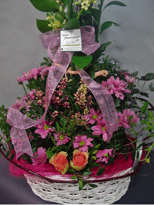 Basket flower arrangement for new born baby