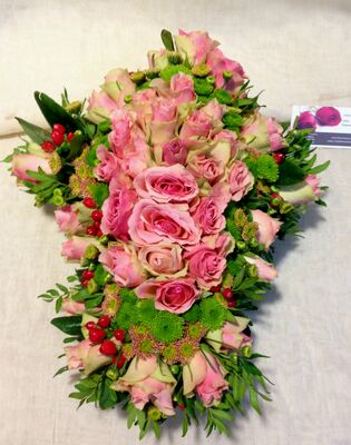 Funeral cross.Exclusive on oasis moss base.