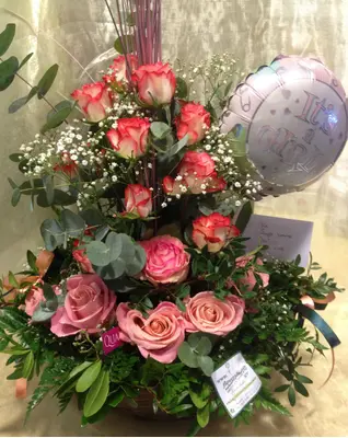 Basket arrangement with balloon