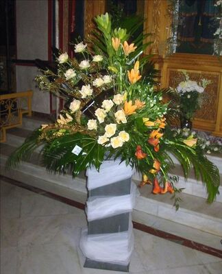 Wedding church flower arrangement