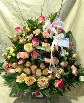 "Only"  Pink Roses Basket. Exclusive.