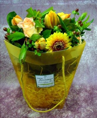 Yellow Flowers in water bag