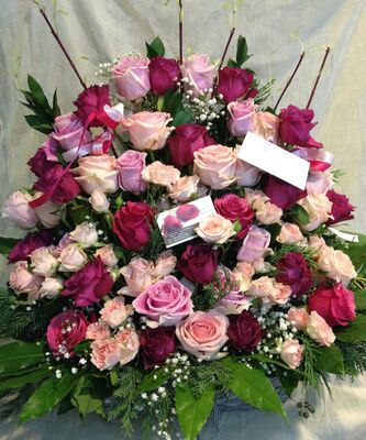 "Only"  Pink Roses Basket. Exclusive.