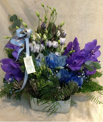 Arrangement for new born baby  boy. Pot or basket !!