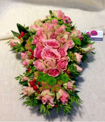 Funeral cross.Exclusive on oasis moss base.