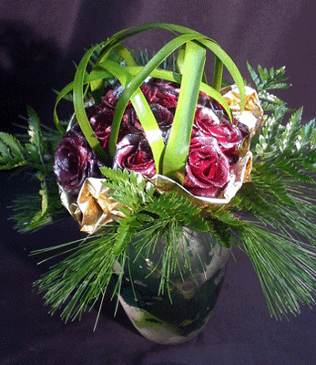 Christmas bouquet with roses and typha grass !!!