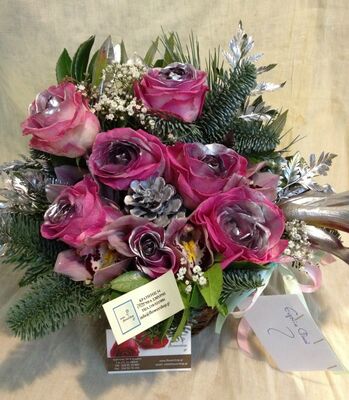 Christmas winter basket with elegant flowers