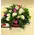 Arrangement in glass vase with white flowers & colored decorative sand!!!