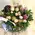 Flowers & dried oak leaves. Autumn flavor arrangement.Exclusive