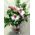 Ανθοπωλείο . Μπουκέτο με άνθη εποχής σε  γυάλινο βάζο με στρώσεις χρωματιστής διακοσμητικής άμμου