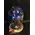 Roses Preserved in "Glass Fanus" Diam 17 cm Height 24 cm . Blue + Red (4) heads. +leds (special)