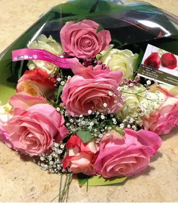 Big headed ecuadorian (best in the world) roses bouquet (41 stems) with greens !!! (mixed colors)