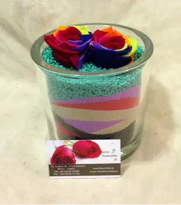 Rose Big Head (6cm)  (preserved) In Arrangement with decoration.