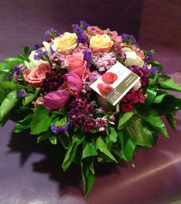 Spring colored flowers in basket. Pink Spring !!!