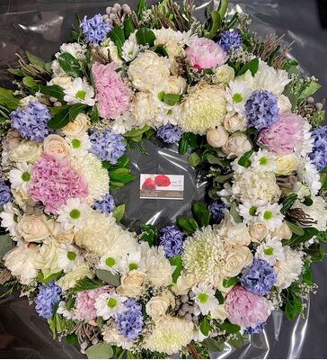 Condolences Wreath on OASIS MOSS. 70cm Diam.