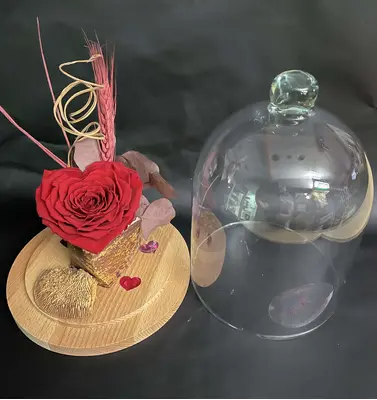 Rose Forever Heart in Glass Cover