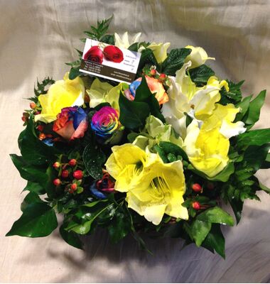 Happy  Spring with Joyful  Flowers in Basket