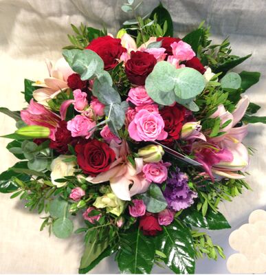 Basket with Red & Pink Exclusive Flowers