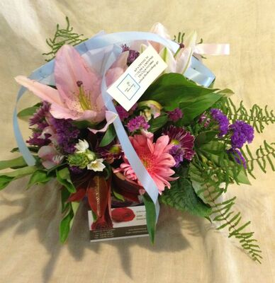 Spring pink & blue basket small but lovely!!! (ideal  for twins baby boy & girl)