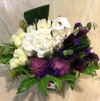 Lilac & White  flowers in glass . Exclusive.