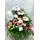 Arrangement in basket for new born girl + stick balloon